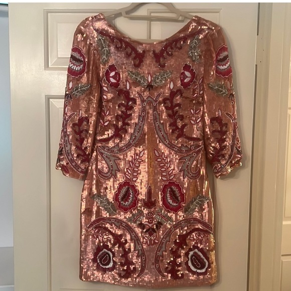 Needle & Thread Rose Gold Tapestry Motif Sequined Bodycon Mini - Picture 4 of 8